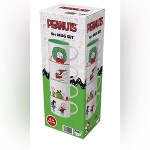 Peanuts Holiday Stackable Mugs Set of 4 — Cartoon Panels 15oz NEW IN BOX!